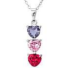 Three Stone Custom Birthstone Heart Drop Mother's Pendant