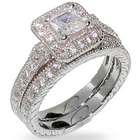 Princess Cut Halo Heirloom Cubic Zirconia Wedding Ring