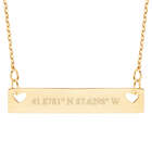 Personalized Coordinate Double Heart Gold Name Bar Necklace