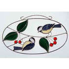 Chickadees Stained Glass Oval Ring