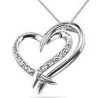 2 Hearts Connected Diamond Necklace in 14K White Gold