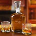 Decanter and 2 Low Ball Glasses with Personalized Initials
