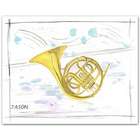 French Horn Watercolor Personalized Print