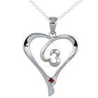 Ruby Double Swirl Heart Pendant in .925 Sterling Silver