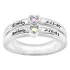 Personalized Double Birthstone Heart Ring in Sterling Silver