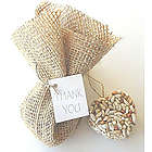 Bird Seed Heart Party Favors in Burlap Bag