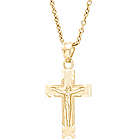 14K Gold Diamond Cut Crucifix Pendant