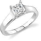 14K White Gold Cathedral Style Princess Cut CZ Ring