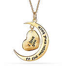 Engravable I Love You to the Moon and Back Gold Heart Charm