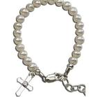 Baby's Pearl and Cross Baptism Bracelet
