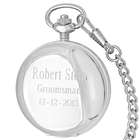 Personalized High Polish Pocket Watch with Traditional Chain