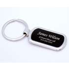 Personalized Silver and Black Oval Keychain