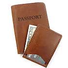 Leather Passport and Money Clip Travel Set