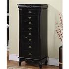 Tall Black Jewelry Armoire with 8 Drawers