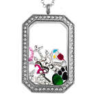 CZ Dog Tag Floating Locket with Charms