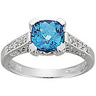 Diamond and Blue Topaz Fashion Ring in 14K White Gold
