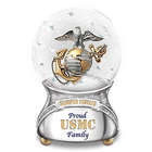 Proud USMC Family Musical Glitter Globe with Poem Card