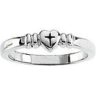 Heart with Cross Sterling Silver Chastity Ring