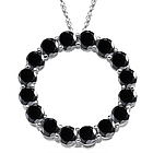 Black Diamond Circle Pendant in 14K White Gold