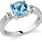 14K White Gold Isabella Blue Topaz and Diamond Ring