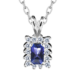 Tanzantine and Diamond Pendant in 14K White Gold