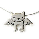 Sterling Silver Angel Kitty Charm Necklace