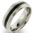 Men's Stainless Steel Band with Single Black Inlay