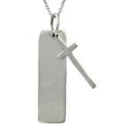 Sterling Silver Tag Pendant with Cross