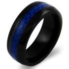 Men's Black Plate Ceramic Band with Blue Carbon Fiber Inlay
