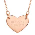 Personalized Coordinate Rose Gold Heart Necklace