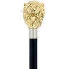 24K Gold-Plated Lion Head Walking Stick with Black Beechwood Shaf