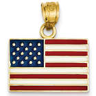 14K Gold Enameled American Flag Pendant