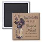 Vintage Mason Jar and Flowers Save the Date Refrigerator Magnet