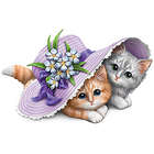 Alzheimer's Awareness Kittens Under Purple Hat Figurine