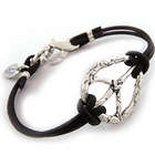 Live in Peace Leather and Sterling Silver Bracelet