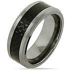 Men's Black Carbon Fiber Inlay Tungsten Ring