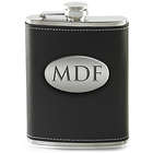 Personalized Black Leather Wrapped Stainless Steel Flask