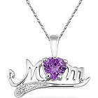 Amethyst and Diamond Mom Necklace in 10K White Gold