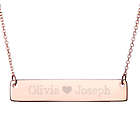 Couple's Personalized Heart Rose Gold Name Bar Necklace