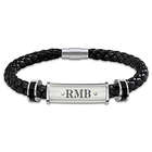Son's Personalized Stainless Steel and Braided Leather Bracelet
