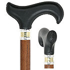 Black Leather Derby Handle with Ash Shaft Walking Cane