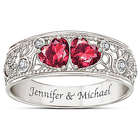Heart Shaped Diamond and Simulated Ruby Personalized Ring