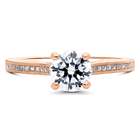 Rose Gold Plated Sterling Silver Round CZ Solitaire Ring