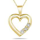 3-Stone Diamond Heart Pendant in 10K Yellow Gold