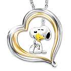 Happiness Is A Warm Hug Snoopy and Woodstock Heart Necklace