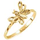 Yellow Gold Butterfly Ring with Diamond