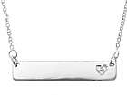 Engravable Sterling Silver Petite Name Bar with Diamond Heart