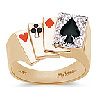 Diamond Men's Poker Ring in 14K Yellow Gold