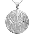 Engraved Monogram Medallion Necklace in Sterling Silver