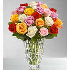 Marquis by Waterford Vase with Multicolored Roses